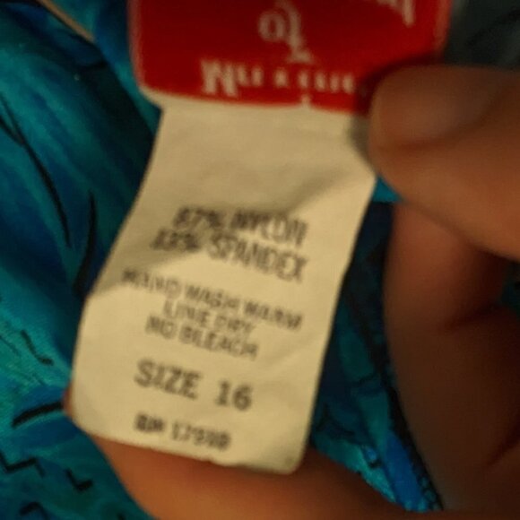 Vintage Maxine of Hollywood Tropical Swimsuit Floral Modest Dress Skirt Side Tie - Picture 7 of 9